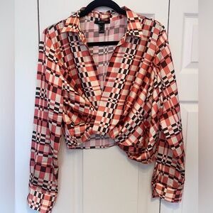 70s Inspired Plaid Top